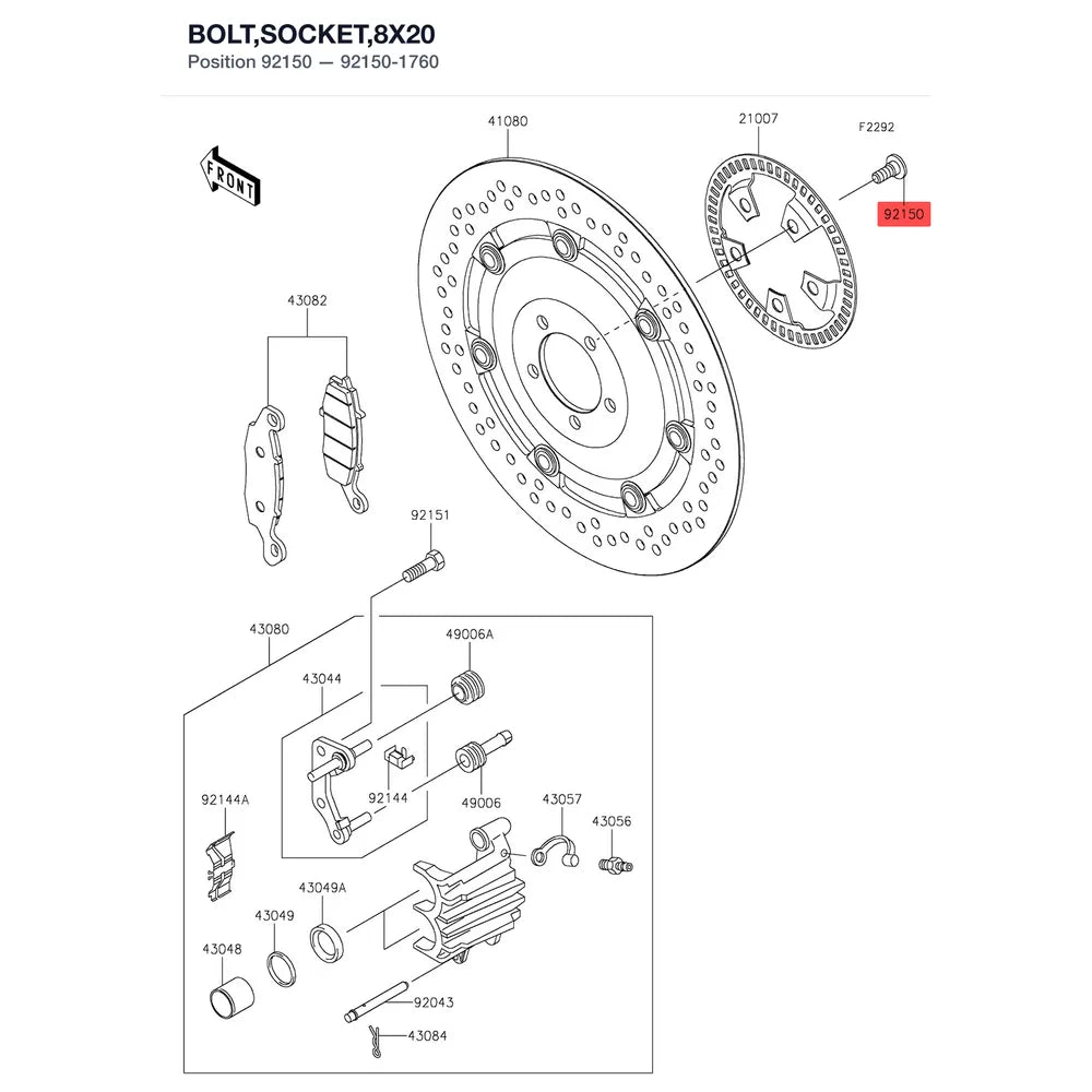 Kawasaki OEM – BOLT,SOCKET,8X20 product image