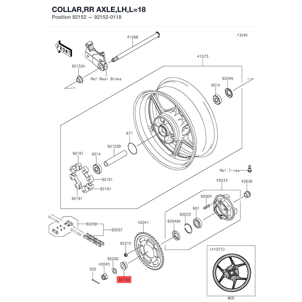 Kawasaki OEM – COLLAR,RR AXLE,LH,L=1 product image