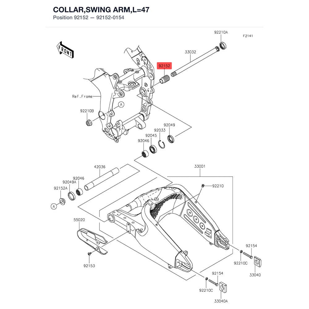 Kawasaki OEM – COLLAR,SWING ARM,L=12 product image