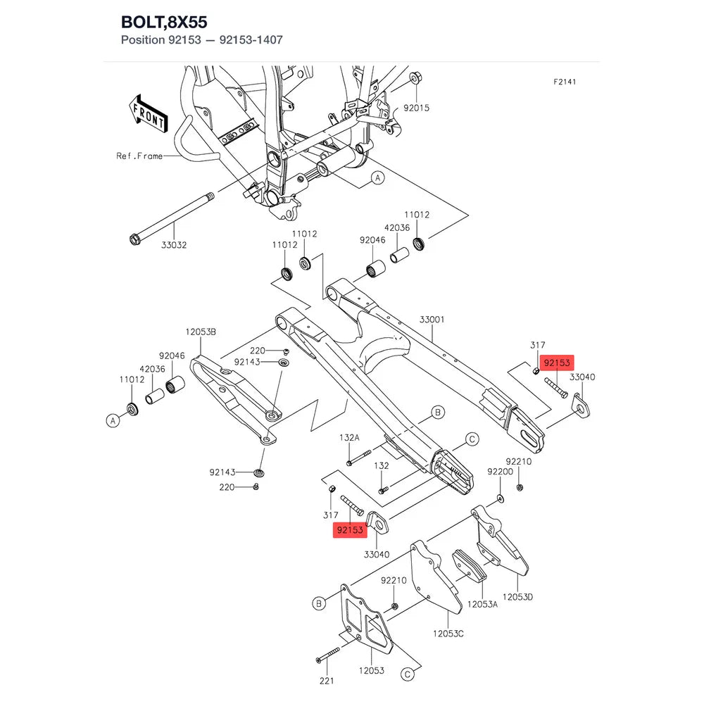 Kawasaki OEM – BOLT,8X55 product image