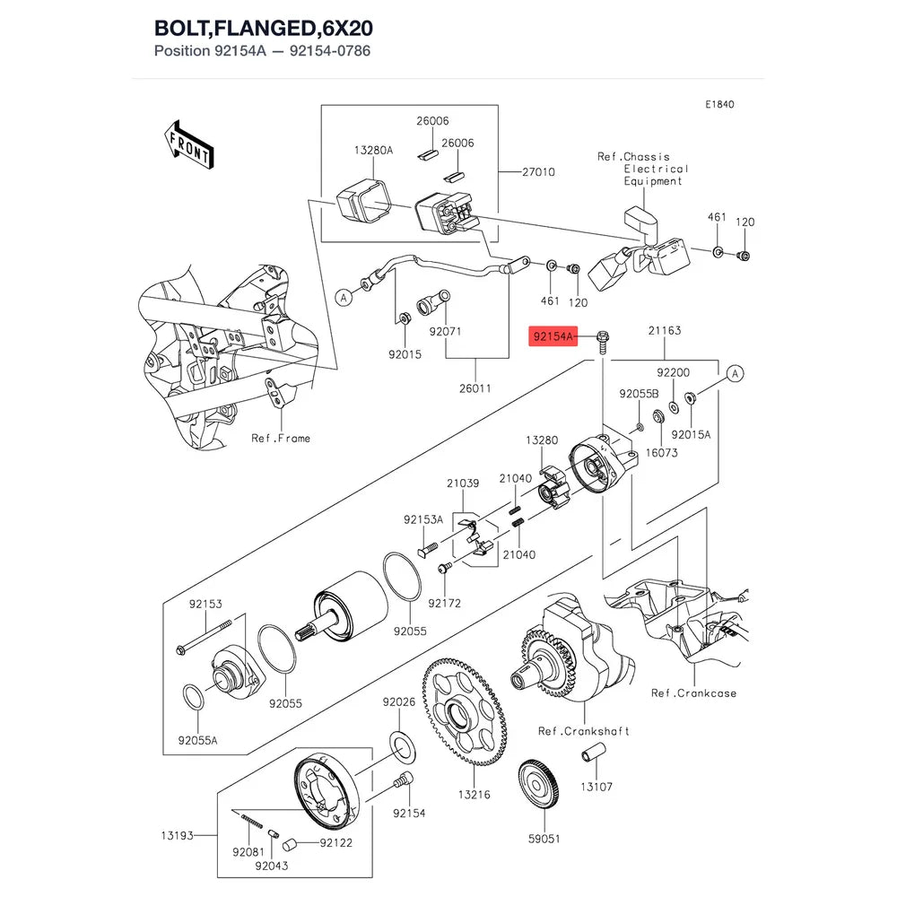 Kawasaki OEM – BOLT,FLANGED,6X20 product image