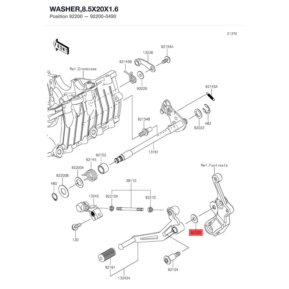 Kawasaki OEM – WASHER,8.5X20X1.6 product image