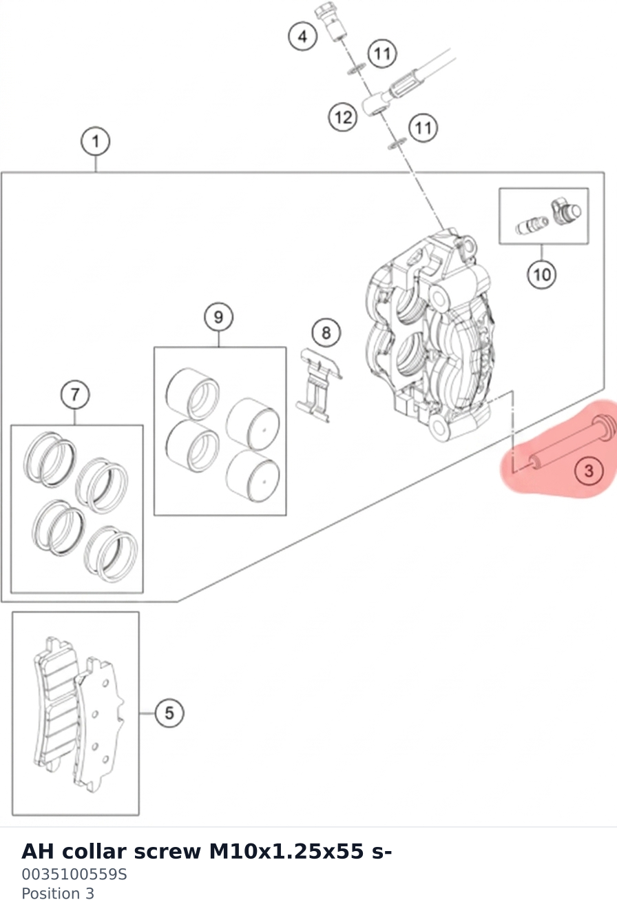 Diagram preview: AH collar screw M10x1.25x55 s- (0035100559S)
