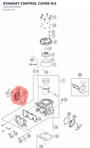 Diagram preview: EXHAUST CONTROL COVER R/S (5043700700033)
