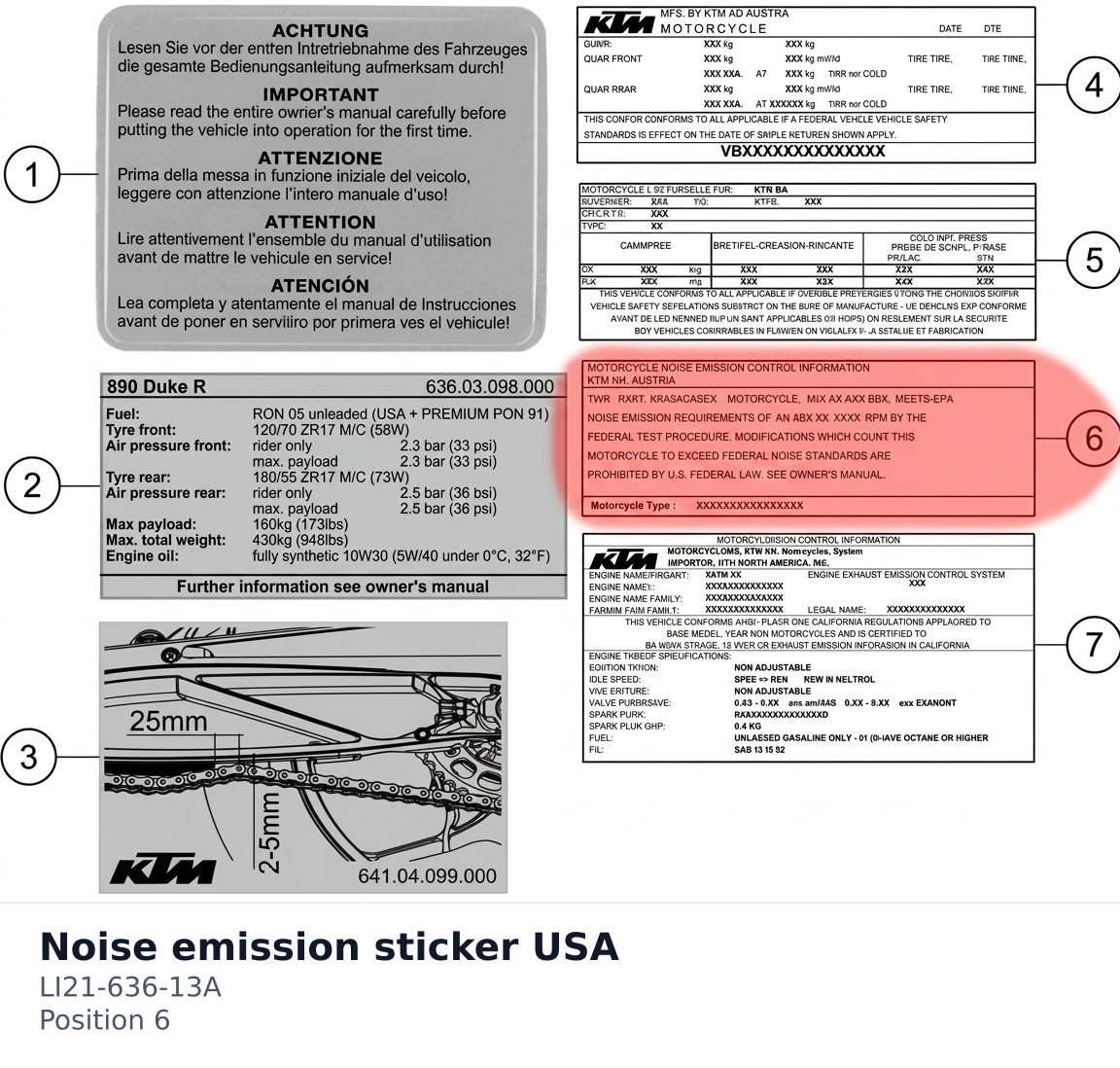 Diagram preview: Noise emission sticker USA (LI21-636-13A)
