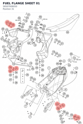 Diagram preview: FUEL FLANGE SHEET 01 (58507008050)