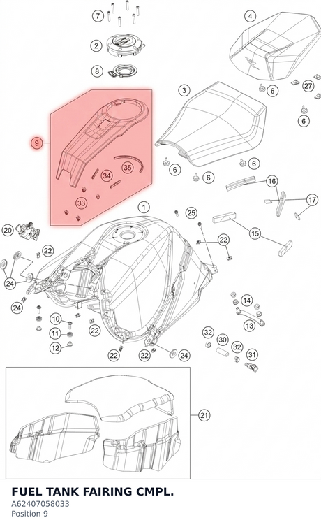 Diagram preview: FUEL TANK FAIRING CMPL. (A62407058033)