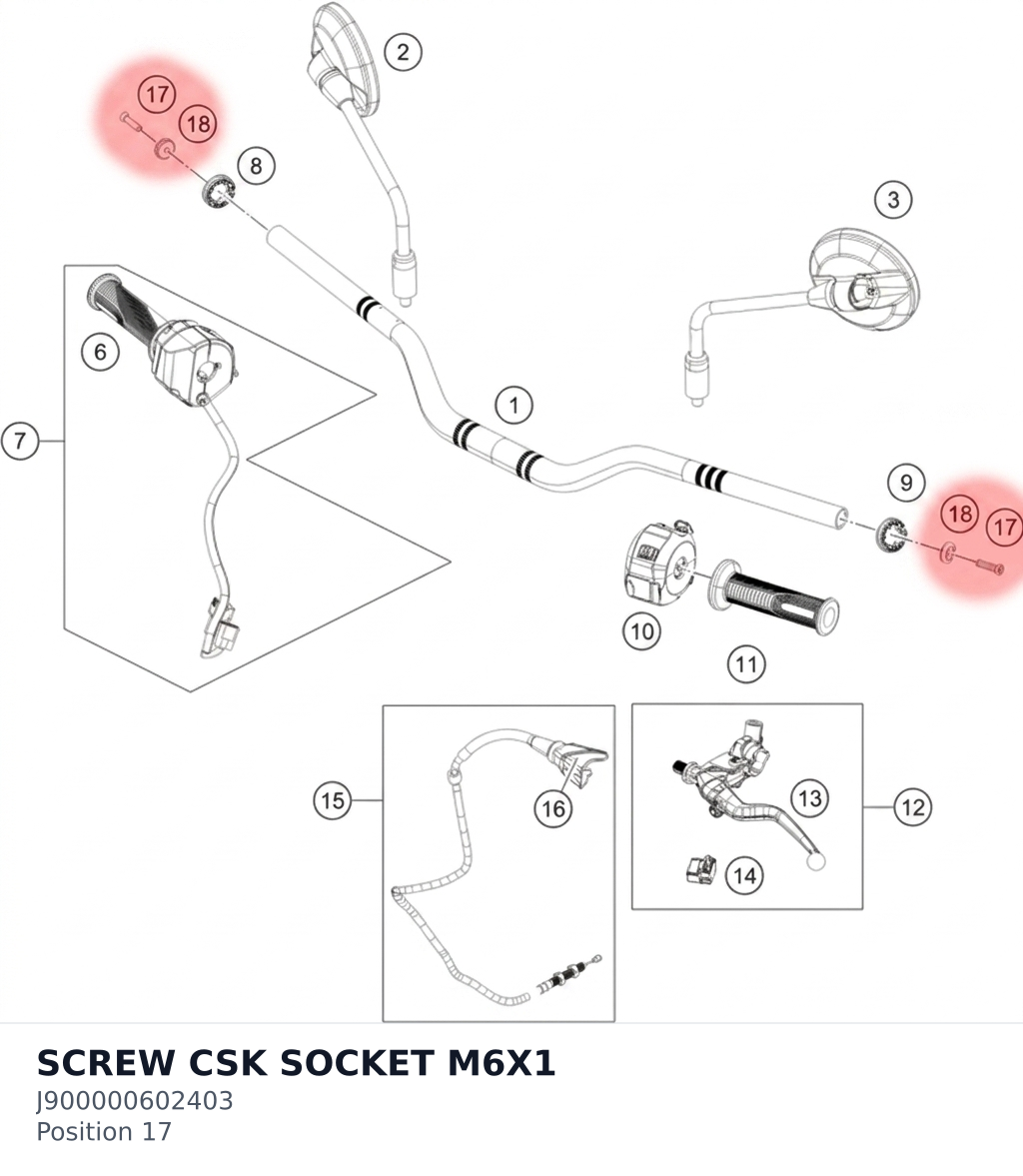 Diagram preview: SCREW CSK SOCKET M6X1 (J900000602403)