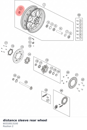 Diagram preview: distance sleeve rear wheel (60310013100)