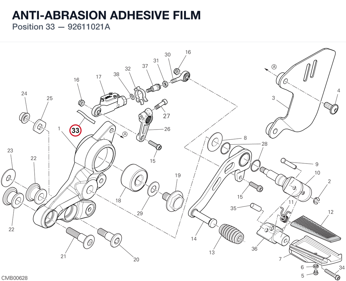 ANTI-ABRASION ADHESIVE FILM 92611021A diagram position