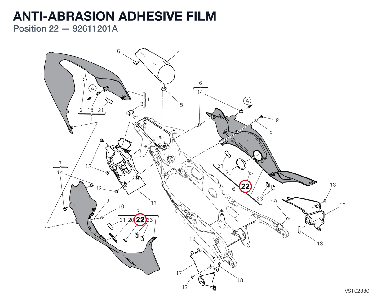 ANTI-ABRASION ADHESIVE FILM 92611201A diagram position
