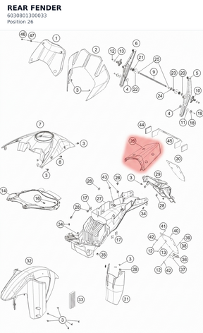 Diagram preview: REAR FENDER (6030801300033)