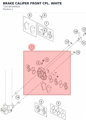 Diagram preview: BRAKE CALIPER FRONT CPL. WHITE (7201301500028)