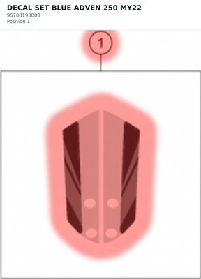 Diagram preview: DECAL SET BLUE ADVEN 250 MY22 (95708193000)