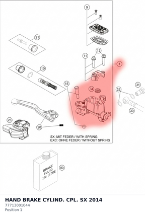 Diagram preview: HAND BRAKE CYLIND. CPL. SX 2014 (77713001044)