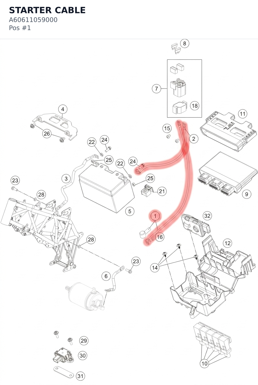 Diagram preview: STARTER CABLE (A60611059000)