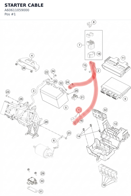 Diagram preview: STARTER CABLE (A60611059000)
