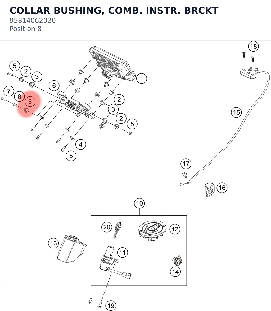 Diagram preview: COLLAR BUSHING, COMB. INSTR. BRCKT (95814062020)
