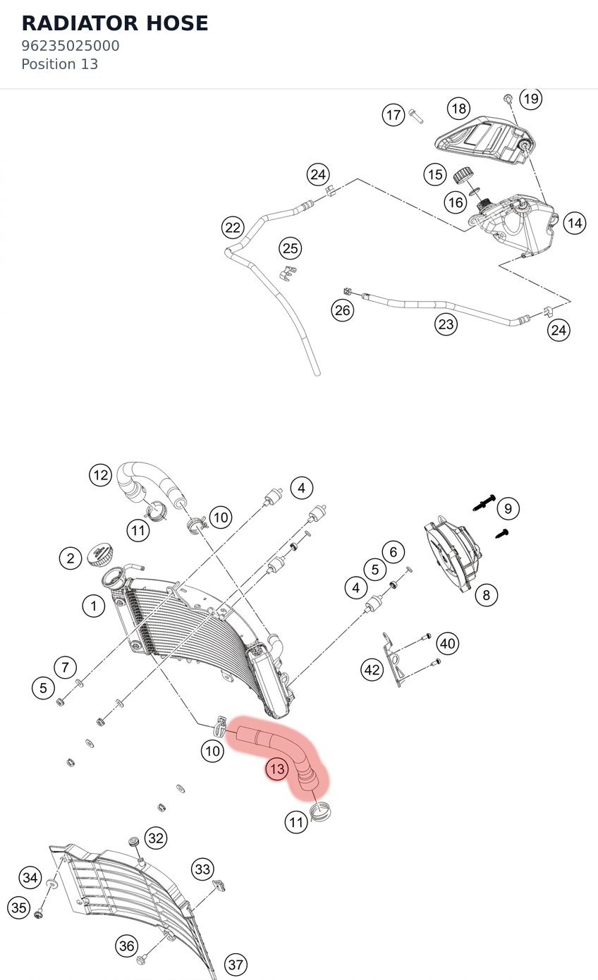 Diagram preview: RADIATOR HOSE (96235025000)