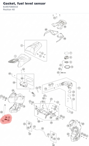 Diagram preview: Gasket, fuel level sensor (61907080010)