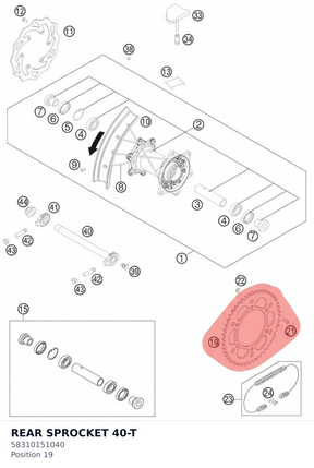 Diagram preview: REAR SPROCKET 40-T (58310151040)