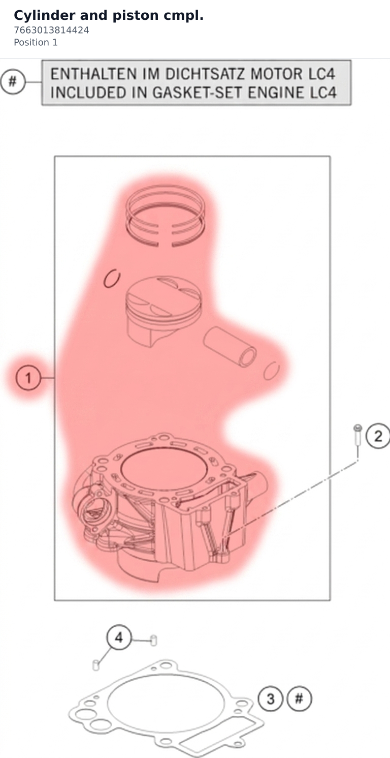 Diagram preview: Cylinder and piston cmpl. (7663013814424)