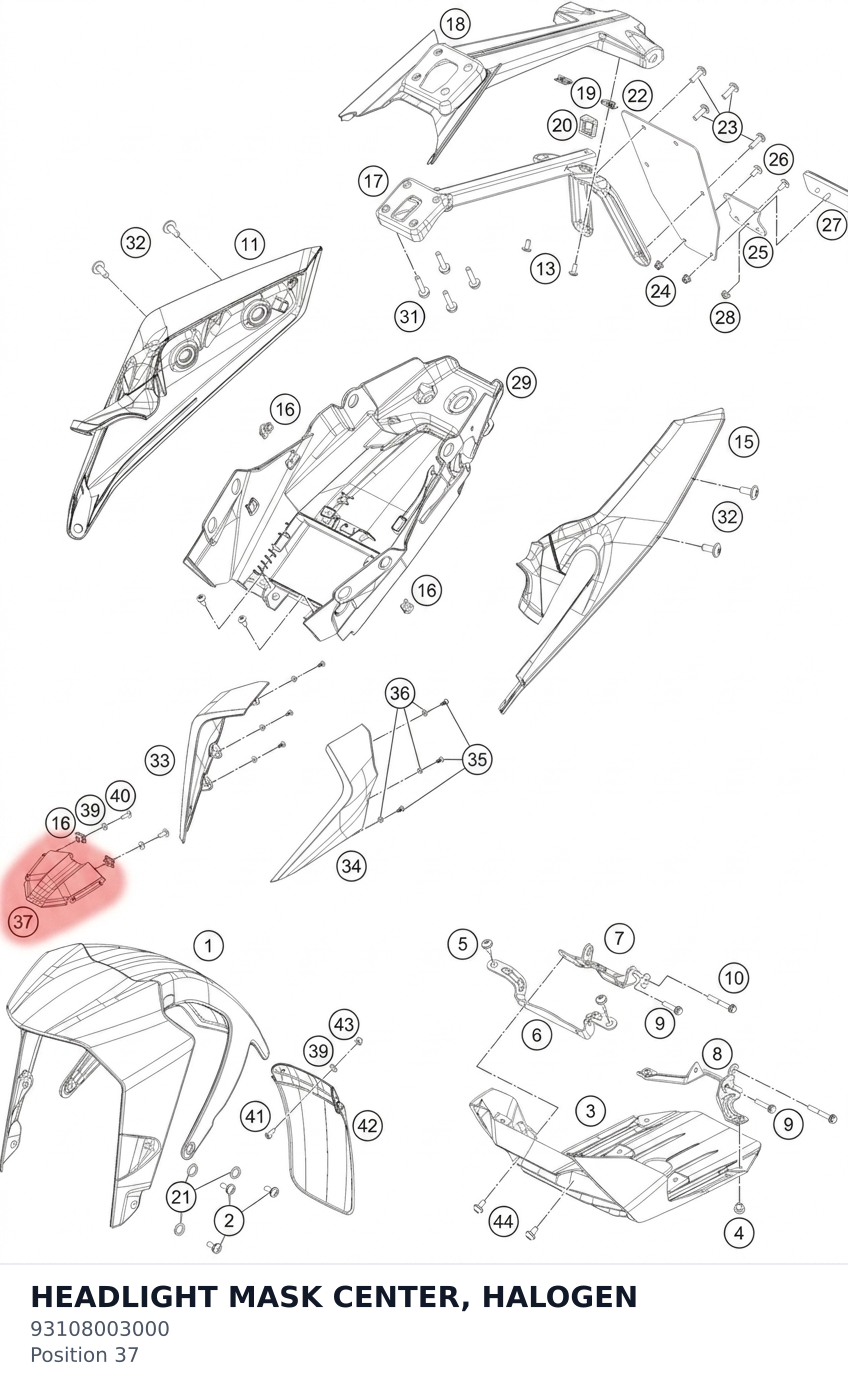Diagram preview: HEADLIGHT MASK CENTER, HALOGEN (93108003000)