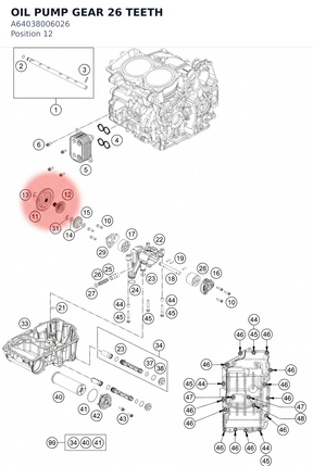 Diagram preview: OIL PUMP GEAR 26 TEETH (A64038006026)