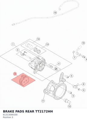 Diagram preview: BRAKE PADS REAR TT2172HH (61313090100)