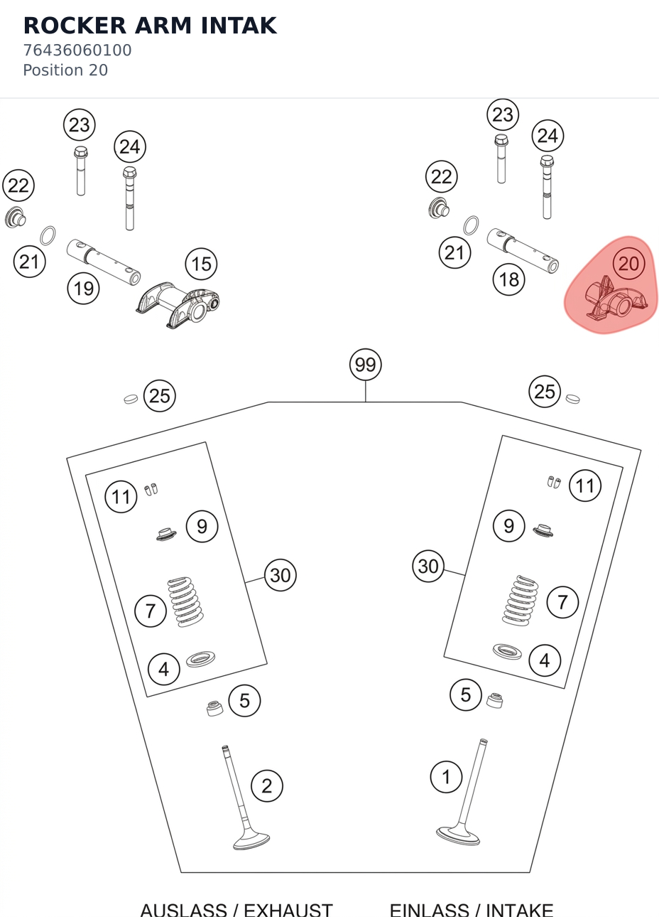Diagram preview: ROCKER ARM INTAK (76436060100)