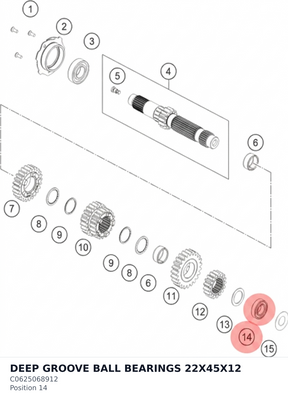 Diagram preview: DEEP GROOVE BALL BEARINGS 22X45X12 (C0625068912)