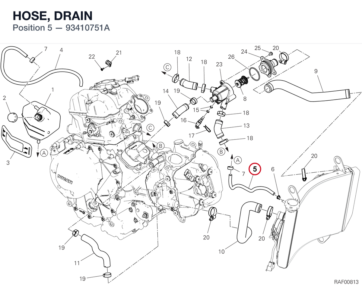HOSE, DRAIN 93410751A diagram position