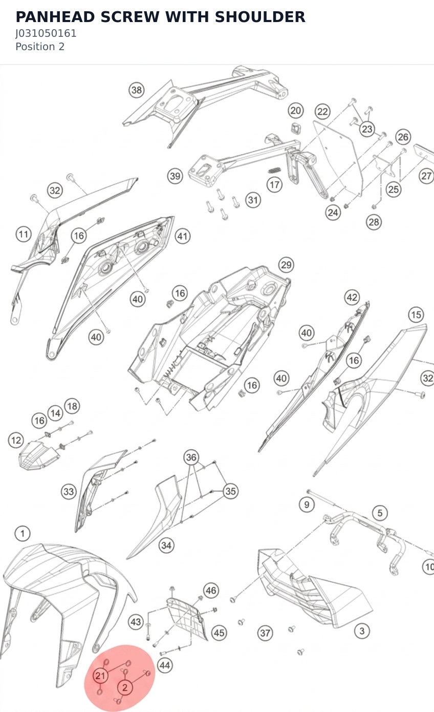 Diagram preview: PANHEAD SCREW WITH SHOULDER (J031050161)