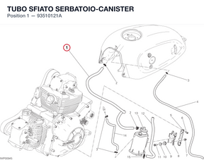 TUBO SFIATO SERBATOIO-CANISTER 93510121A diagram position