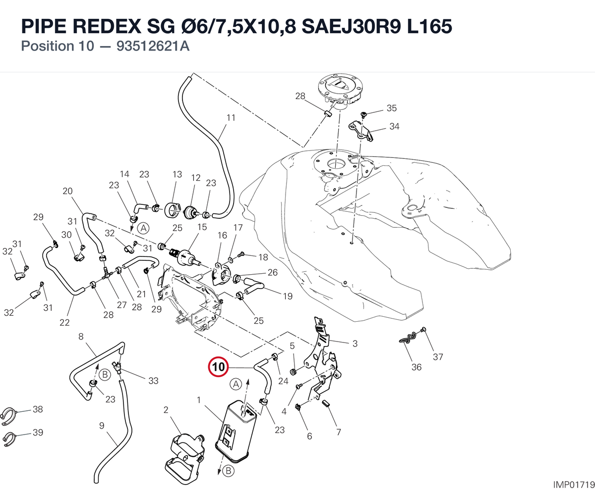 PIPE REDEX SG Ø6/7,5X10,8 SAEJ30R9 L165 93512621A diagram position