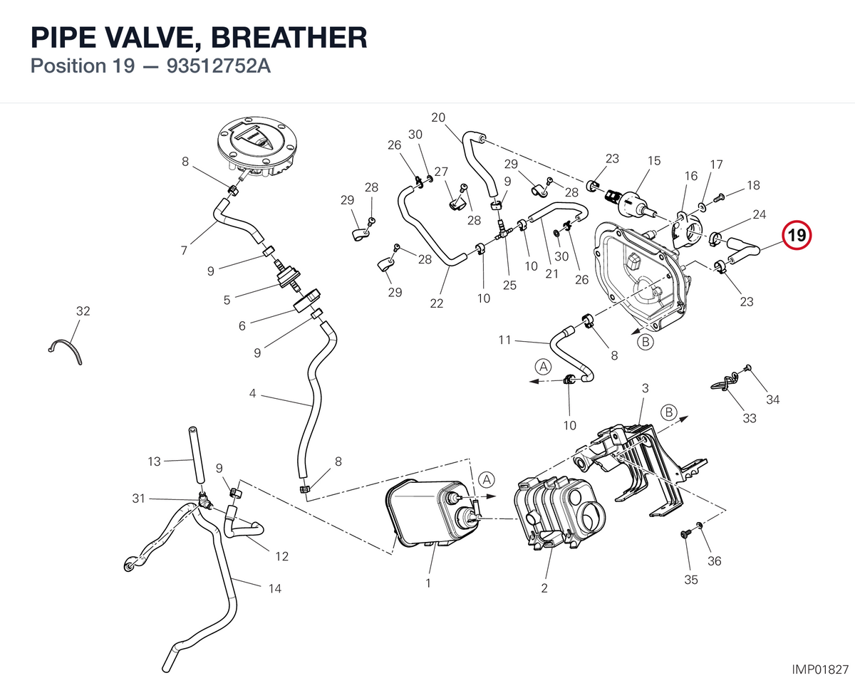 PIPE VALVE, BREATHER 93512752A diagram position