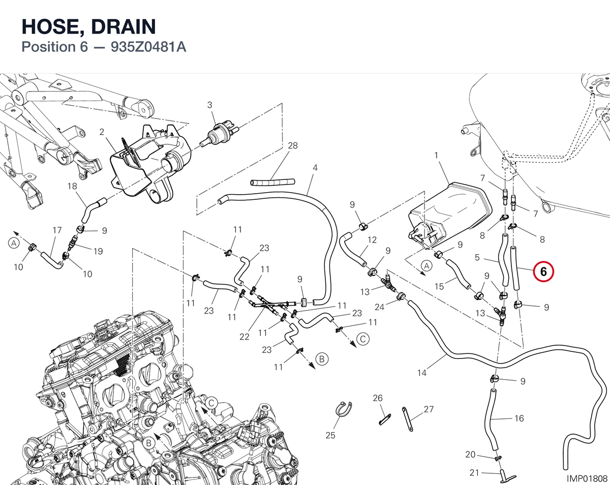 HOSE, DRAIN 935Z0481A diagram position