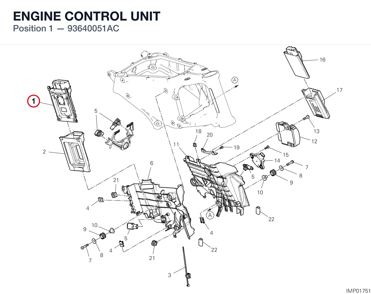 ENGINE CONTROL UNIT 93640051AC diagram position