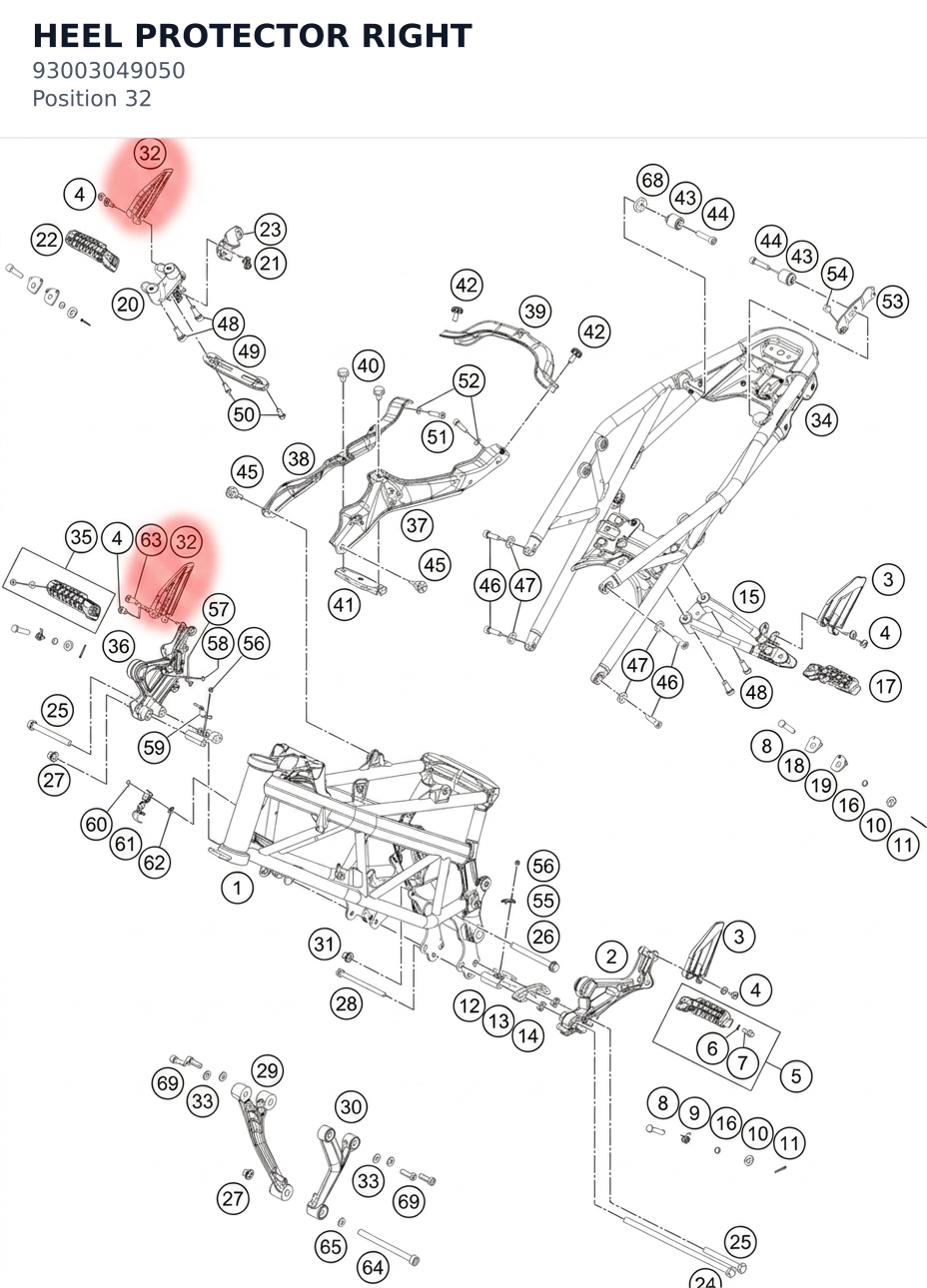 Diagram preview: HEEL PROTECTOR RIGHT (93003049050)