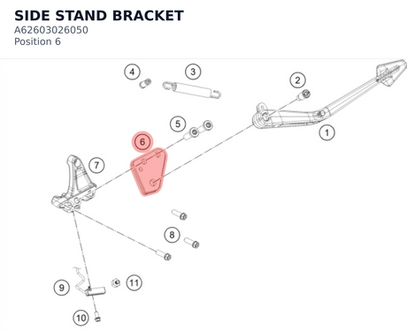 Diagram preview: SIDE STAND BRACKET (A62603026050)