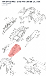 Diagram preview: KTM DUKE MY17 SIDE MASK LH EB ORANGE (93008024000EB)