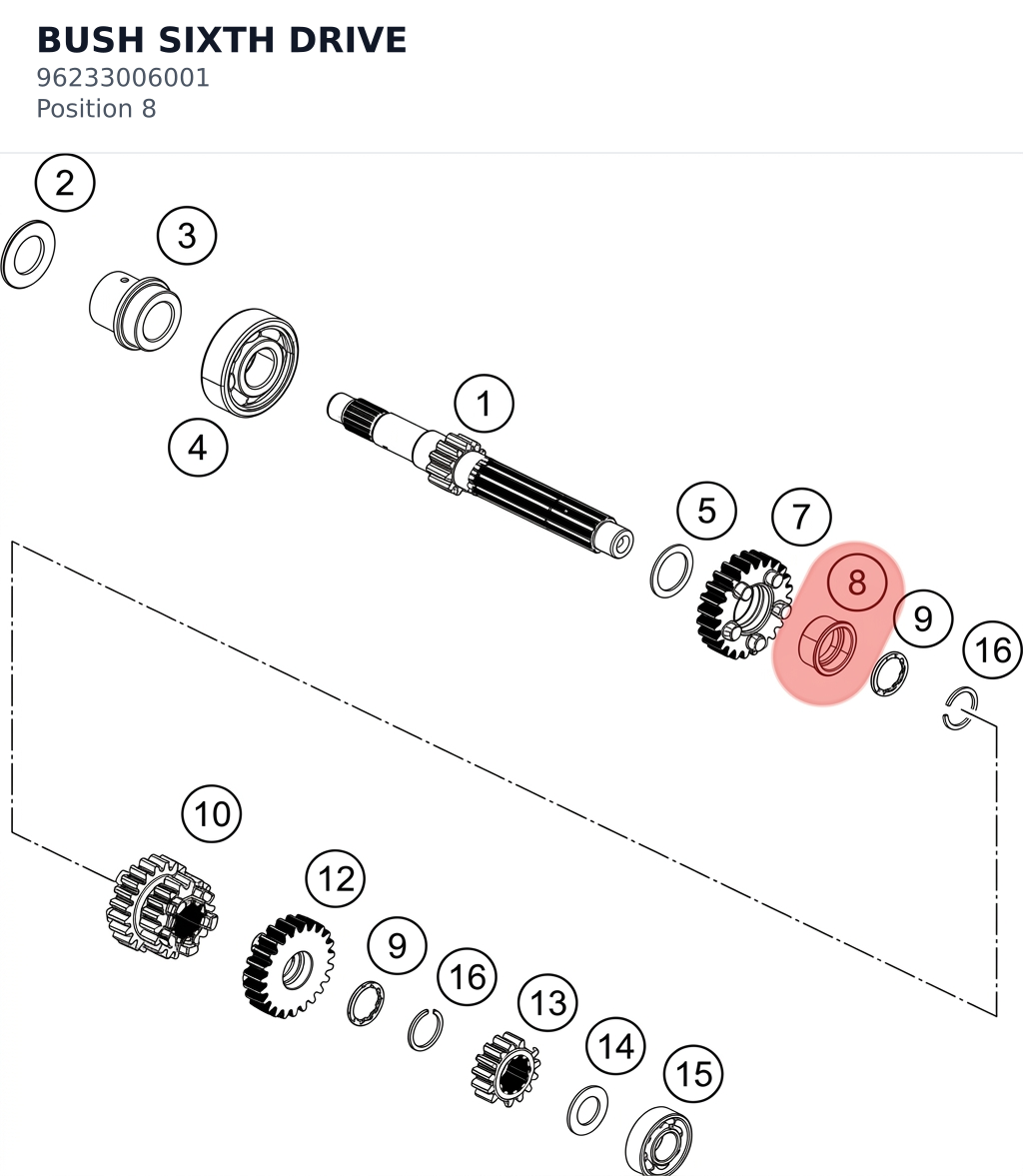 Diagram preview: BUSH SIXTH DRIVE (96233006001)