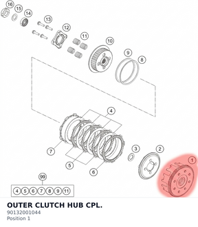 Diagram preview: OUTER CLUTCH HUB CPL. (90132001044)
