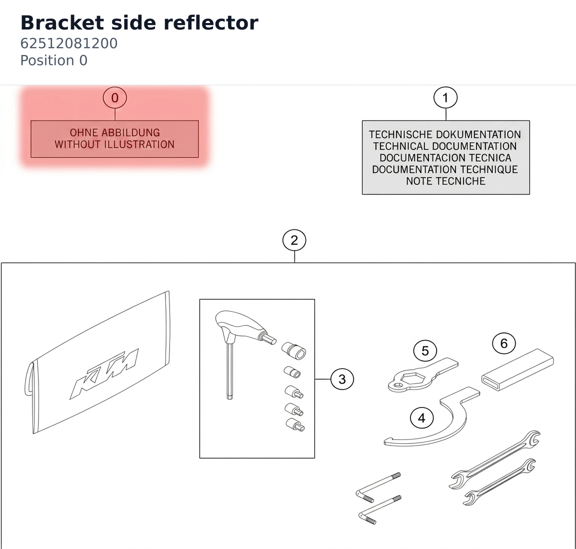 Diagram preview: Bracket side reflector (62512081200)