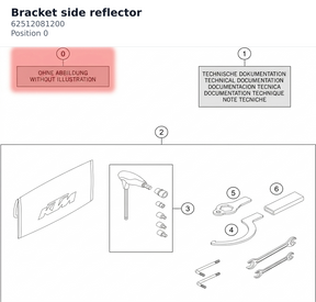 Diagram preview: Bracket side reflector (62512081200)