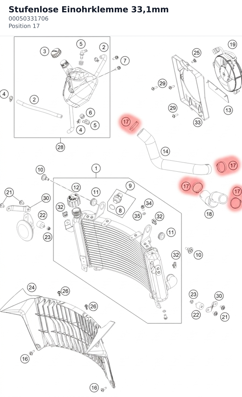 Diagram preview: Stufenlose Einohrklemme 33,1mm (00050331706)
