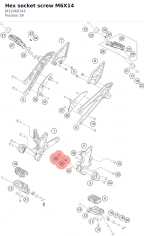 Diagram preview: Hex socket screw M6X14 (J912060143)