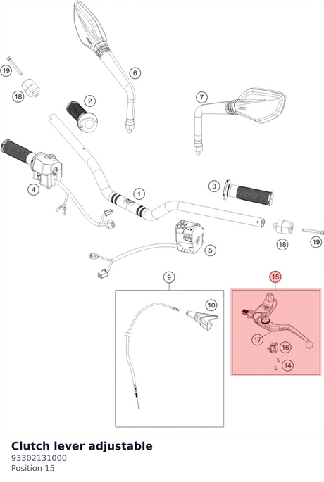 Diagram preview: Clutch lever adjustable (93302131000)