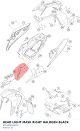 Diagram preview: HEAD LIGHT MASK RIGHT HALOGEN BLACK (9310800200030)