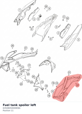 Diagram preview: Fuel tank spoiler left (63508050000EBA)